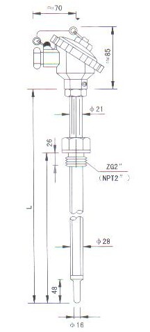  Flue duct, thermocouple (thermal resistance) product structure